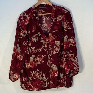 DENVER HAYS Brand-NEW-Sheer L/S Blouse w/Sewn-in Camisole